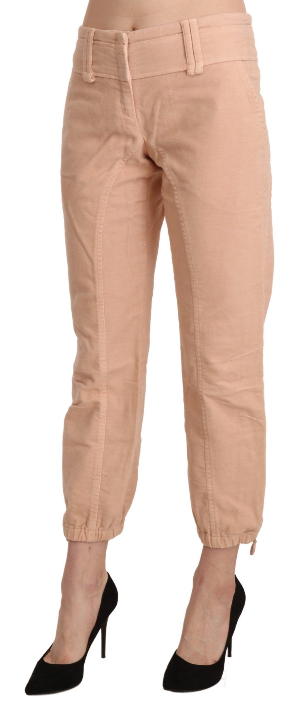 Ermanno Scervino Beige Mid Waist Cropped Cotton Chino Pants