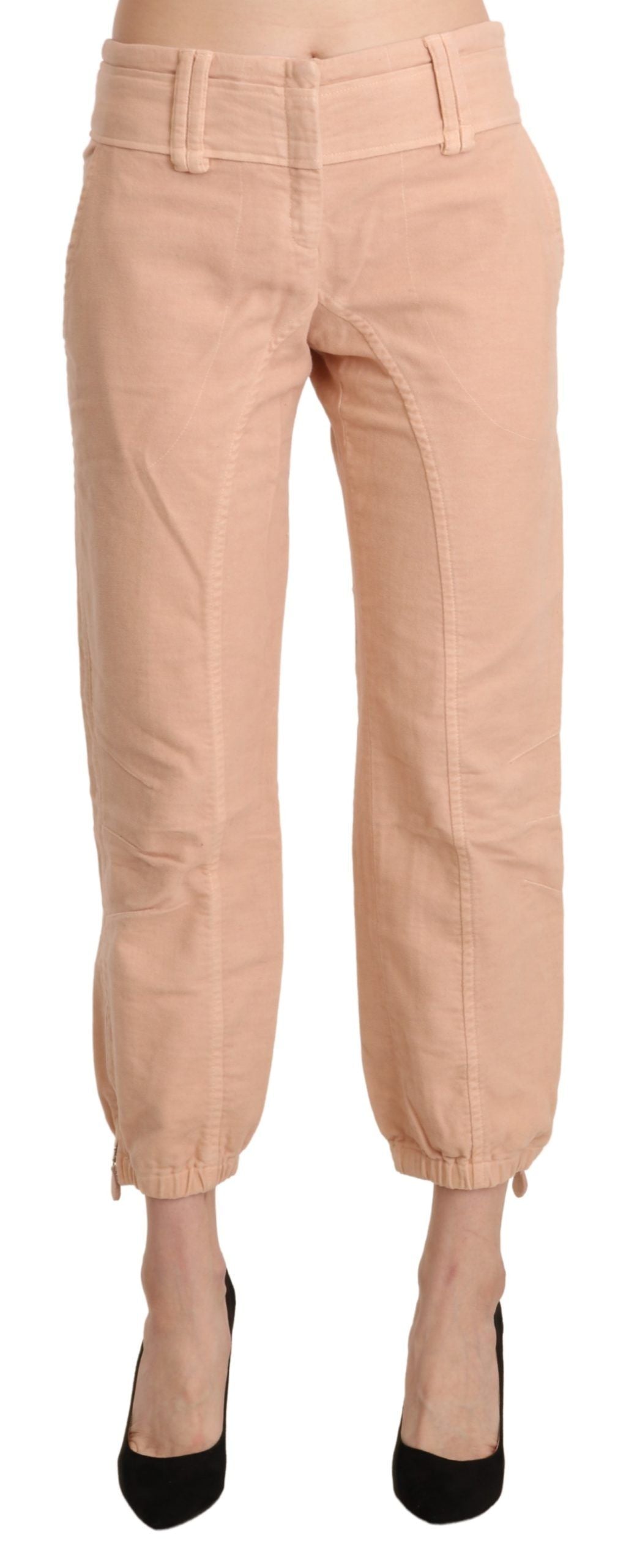 Ermanno Scervino Beige Mid Waist Cropped Cotton Chino Pants