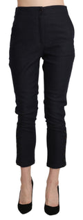 Ermanno Scervino Schwarze Capri-Hose mit hoher Taille aus beschnittener Baumwolle