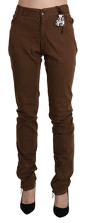 Ermanno Scervino Brown High-Waisted Cotton Skinny Trousers
