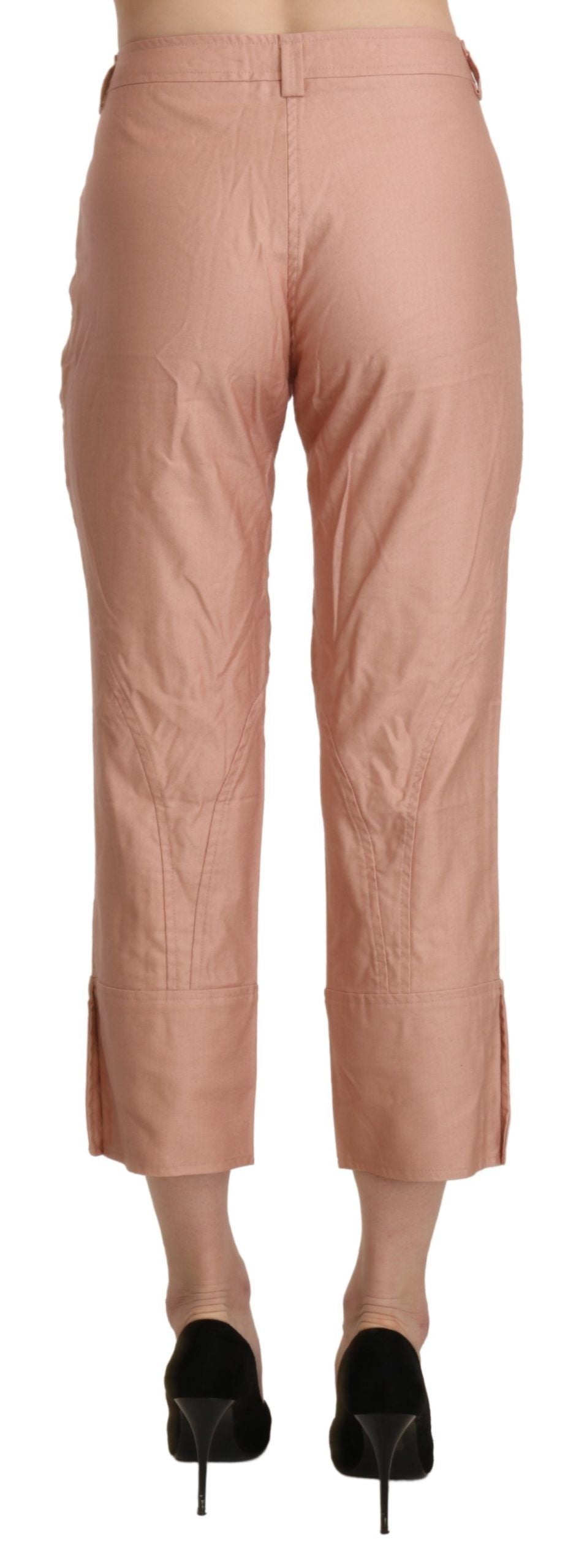 Ermanno Scervino Pink High-Waisted Cropped Cotton Trousers