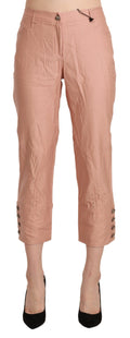 Ermanno Scervino Pink High-Waisted Cropped Cotton Trousers