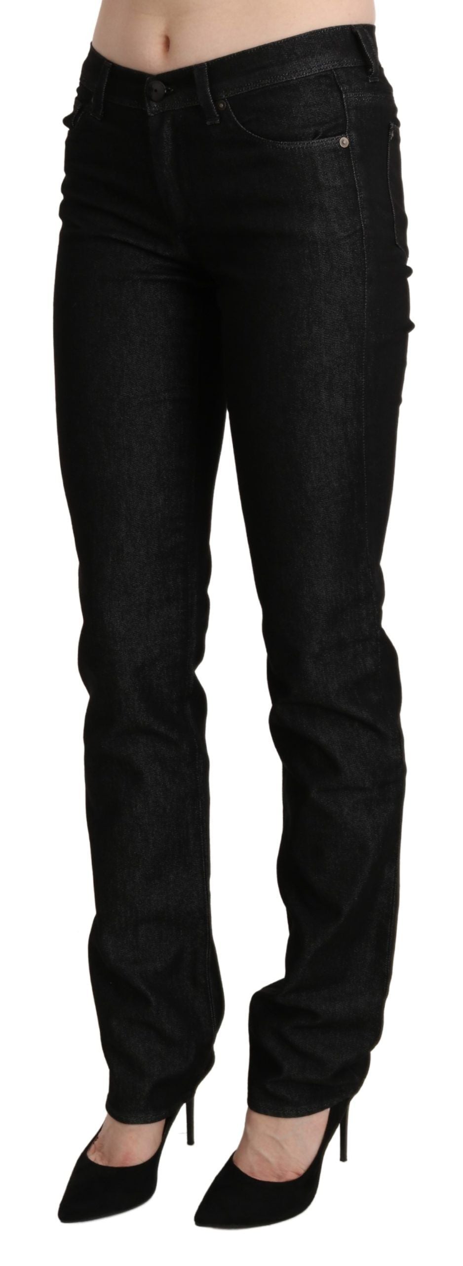 Ermanno Scervino Black Mid Waist Skinny Slim Denim Jeans