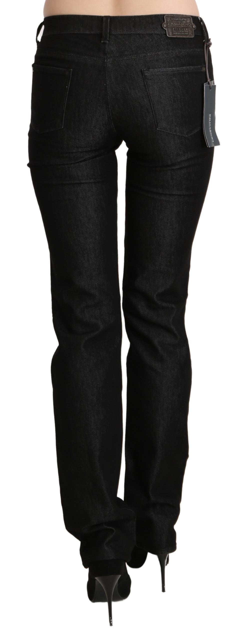 Ermanno Scervino Black Mid Waist Skinny Slim Denim Jeans