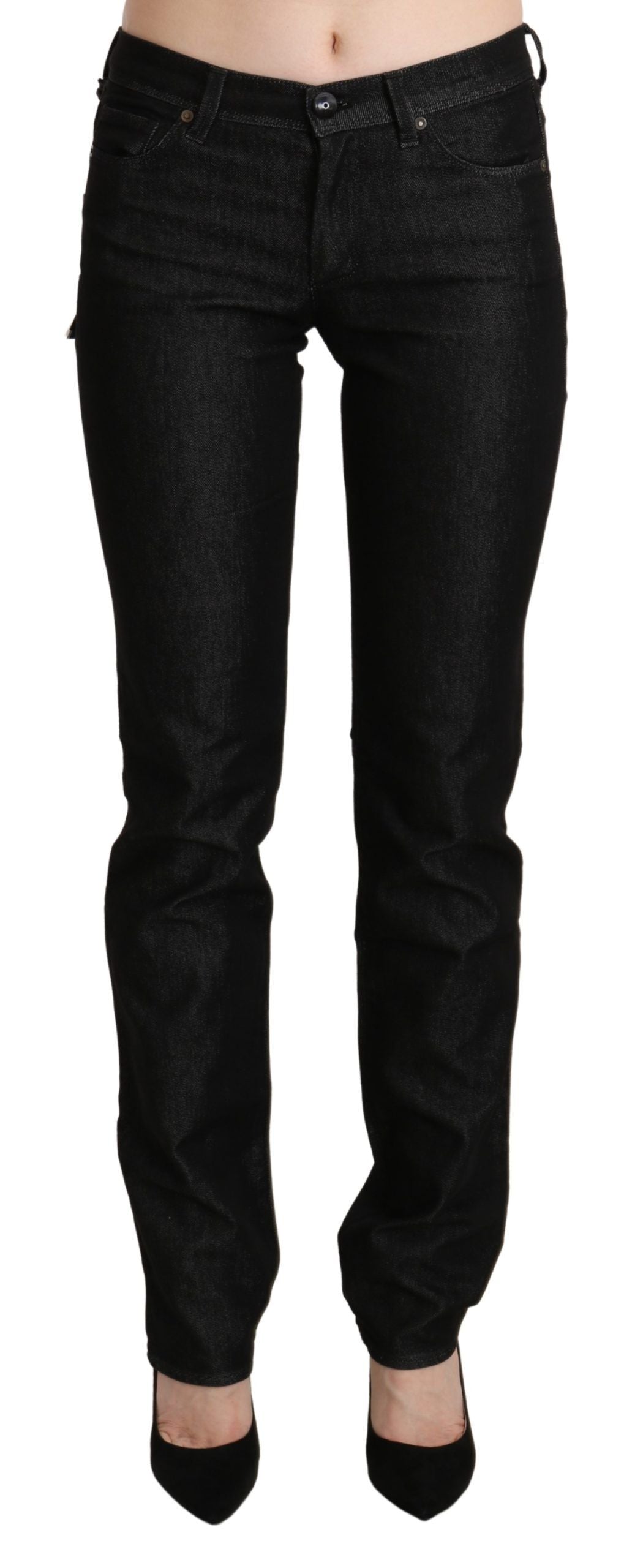 Ermanno Scervino Black Mid Waist Skinny Slim Denim Jeans