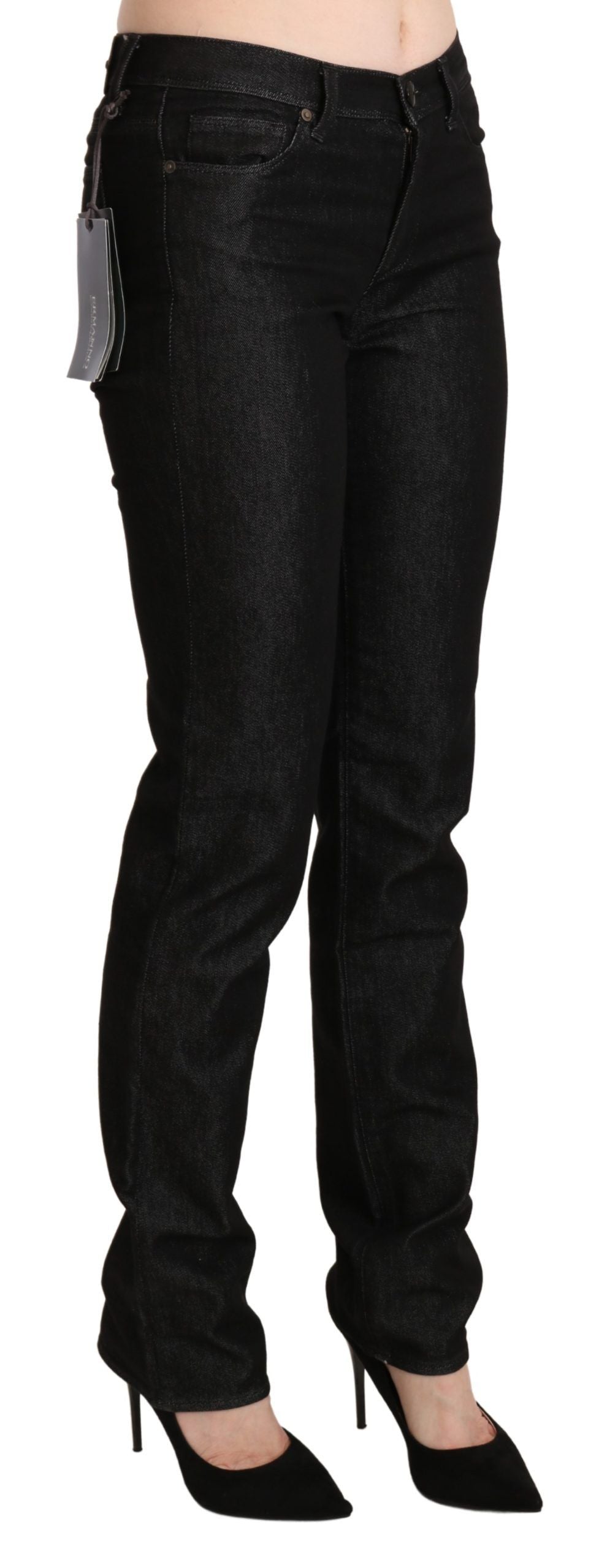 Ermanno Scervino Black Mid Waist Skinny Slim Denim Jeans