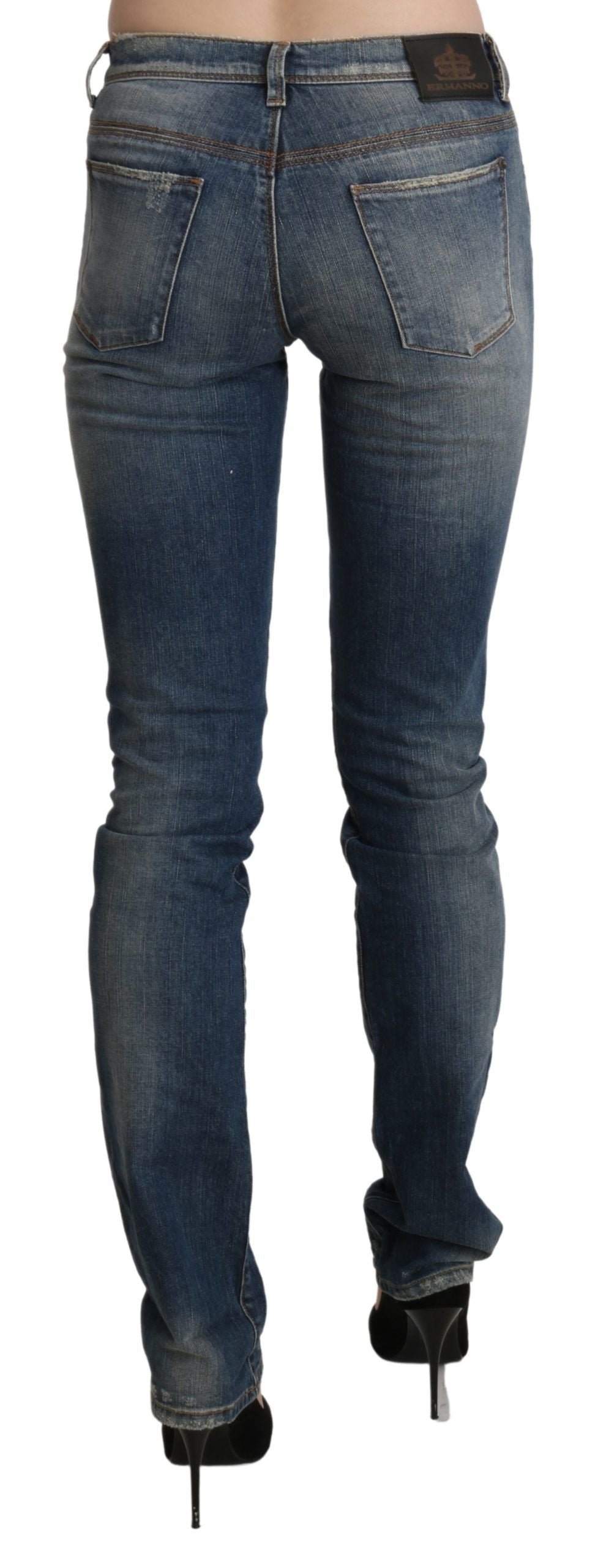 Ermanno Scervino Blau gewaschene Mid Waist Skinny Denim Jeans