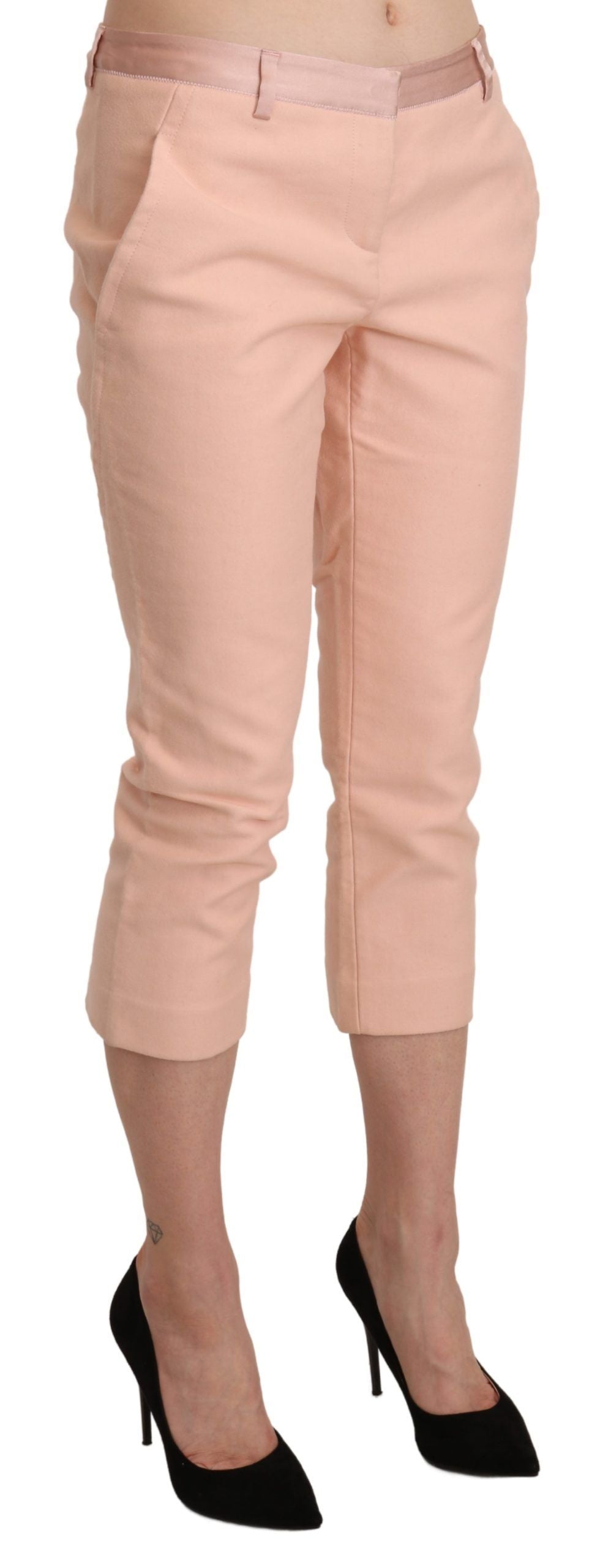 Ermanno Scervino Pink Low-Rise Skinny Capri Pants