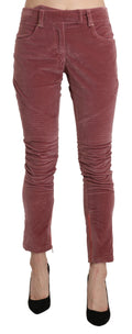 Ermanno Scervino Red Mid-Rise Cotton Skinny Trousers