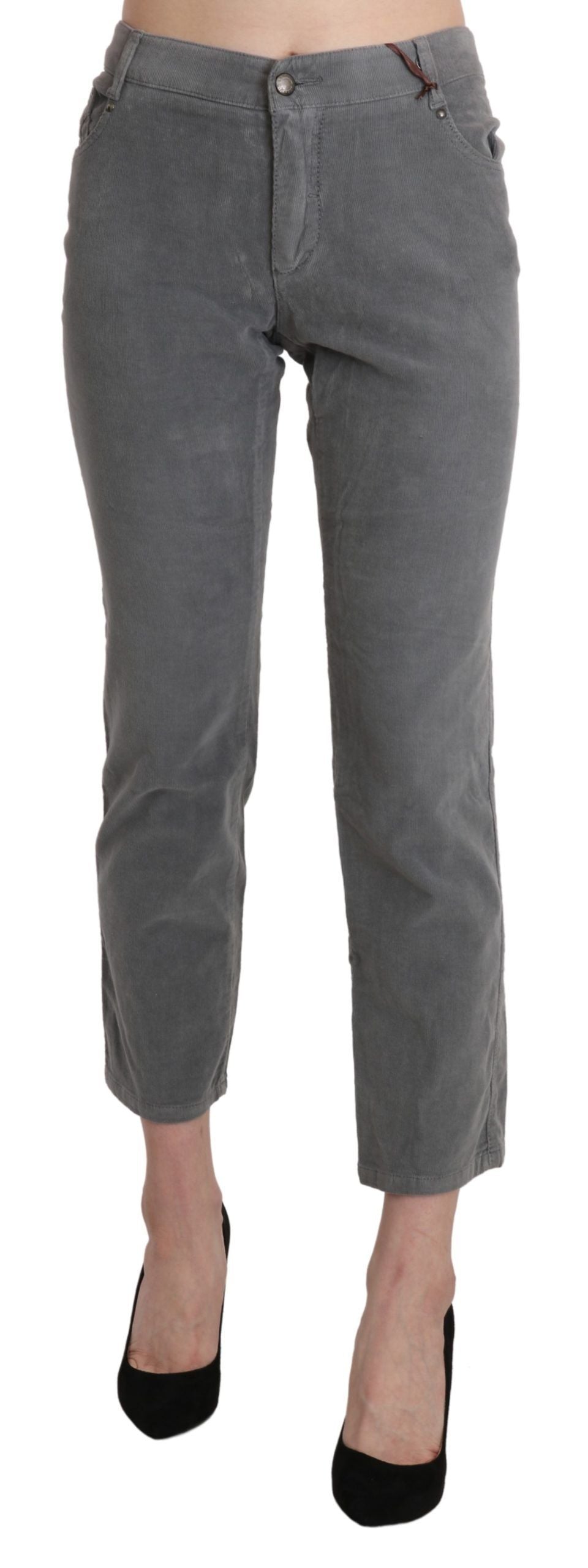 Ermanno Scervino Graue Cropped Baumwoll-Stretch-Hose