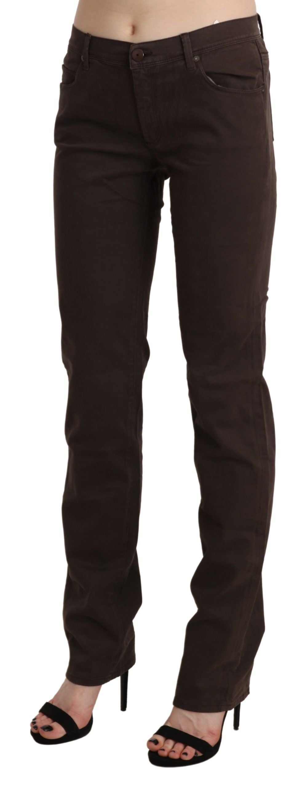 Ermanno Scervino Brown Mid Waist Skinny Slim Cotton Jeans