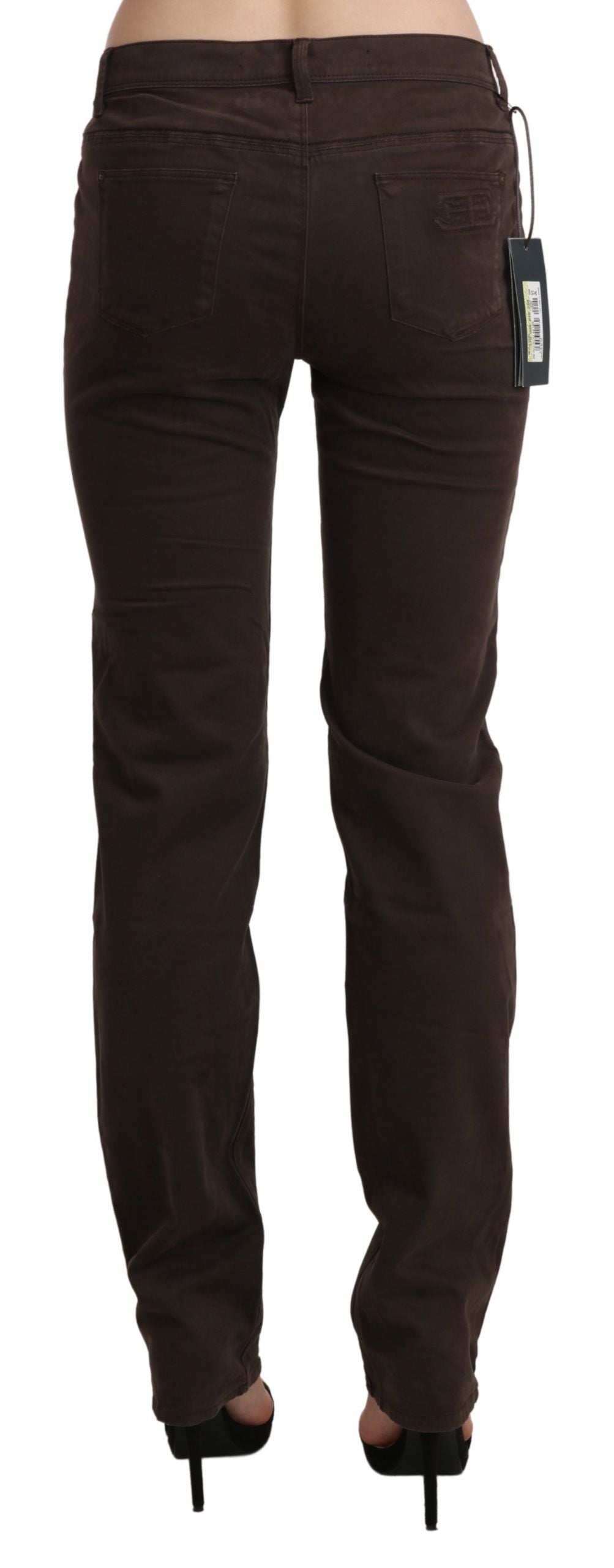 Ermanno Scervino Brown Mid Waist Skinny Slim Cotton Jeans