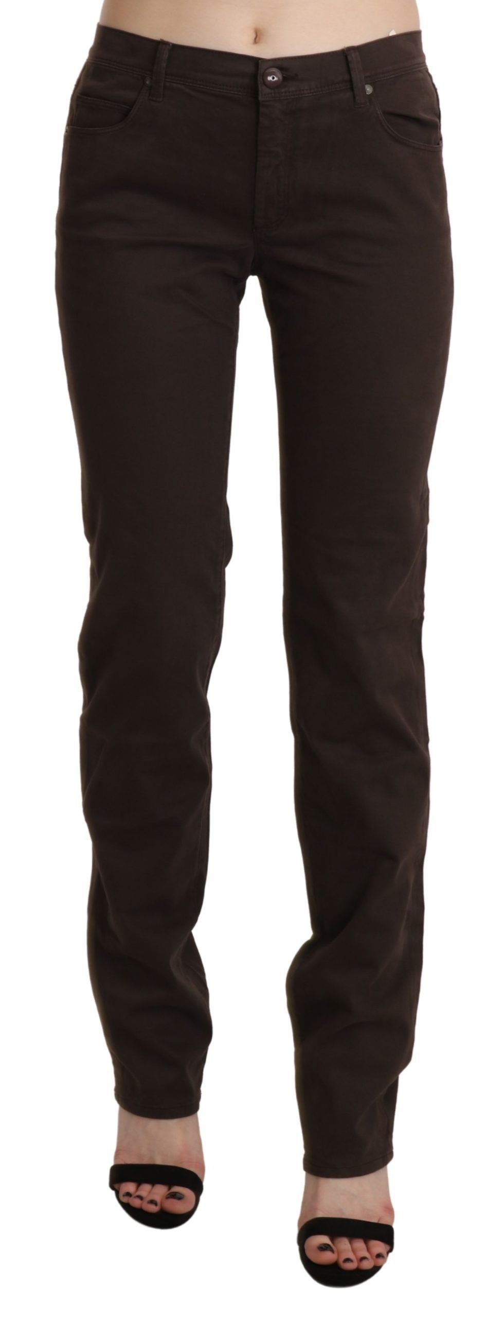 Ermanno Scervino Brown Mid Waist Skinny Slim Cotton Jeans