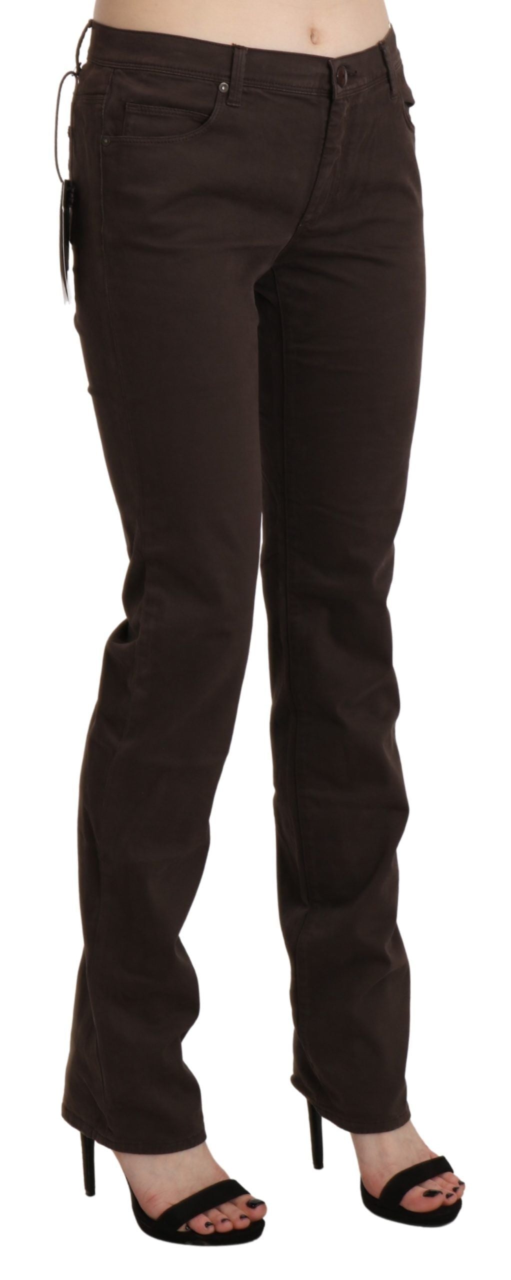 Ermanno Scervino Brown Mid Waist Skinny Slim Cotton Jeans
