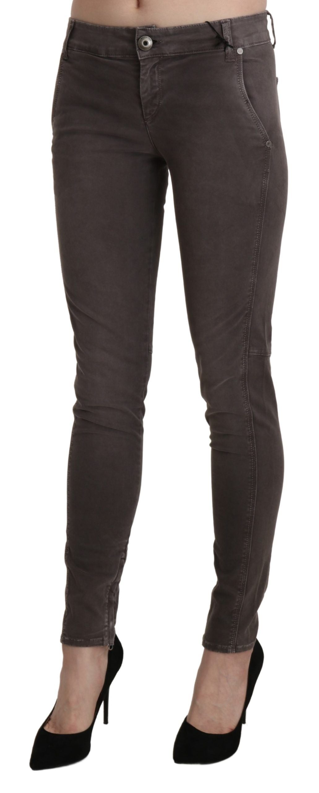 Ermanno Scervino Brown Low Waist Skinny Slim Trouser Baumwolljeans