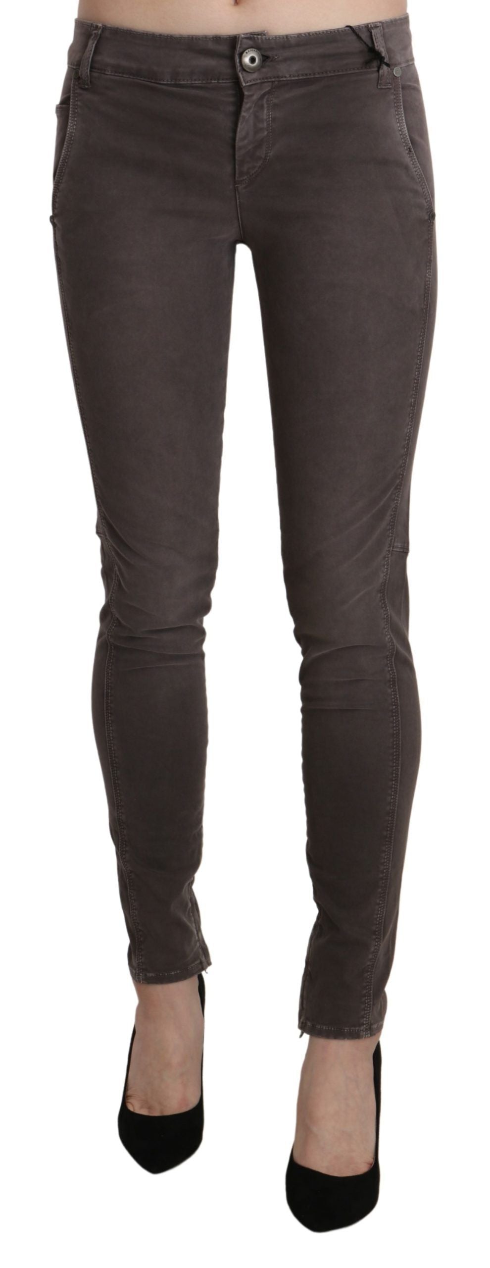 Ermanno Scervino Brown Low Waist Skinny Slim Trouser Baumwolljeans