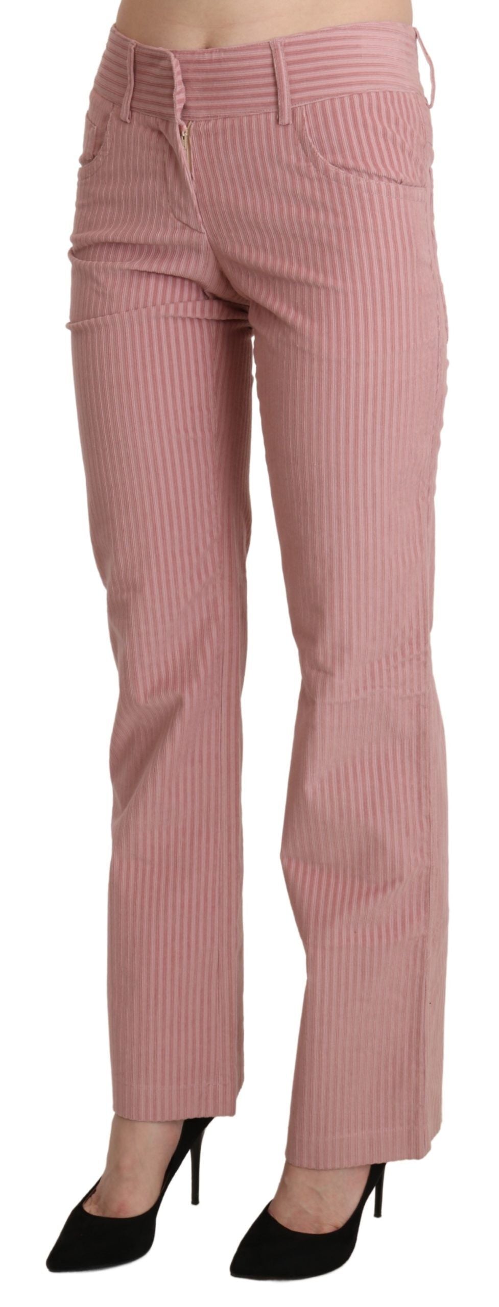 Ermanno Scervino Pink Mid Waist Straight Trousers Cotton Pants