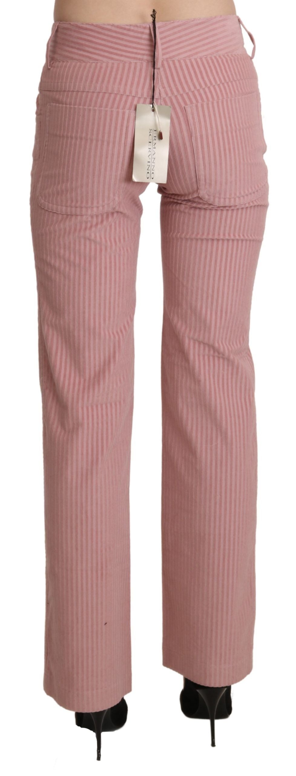 Ermanno Scervino Pink Mid Waist Straight Trousers Cotton Pants