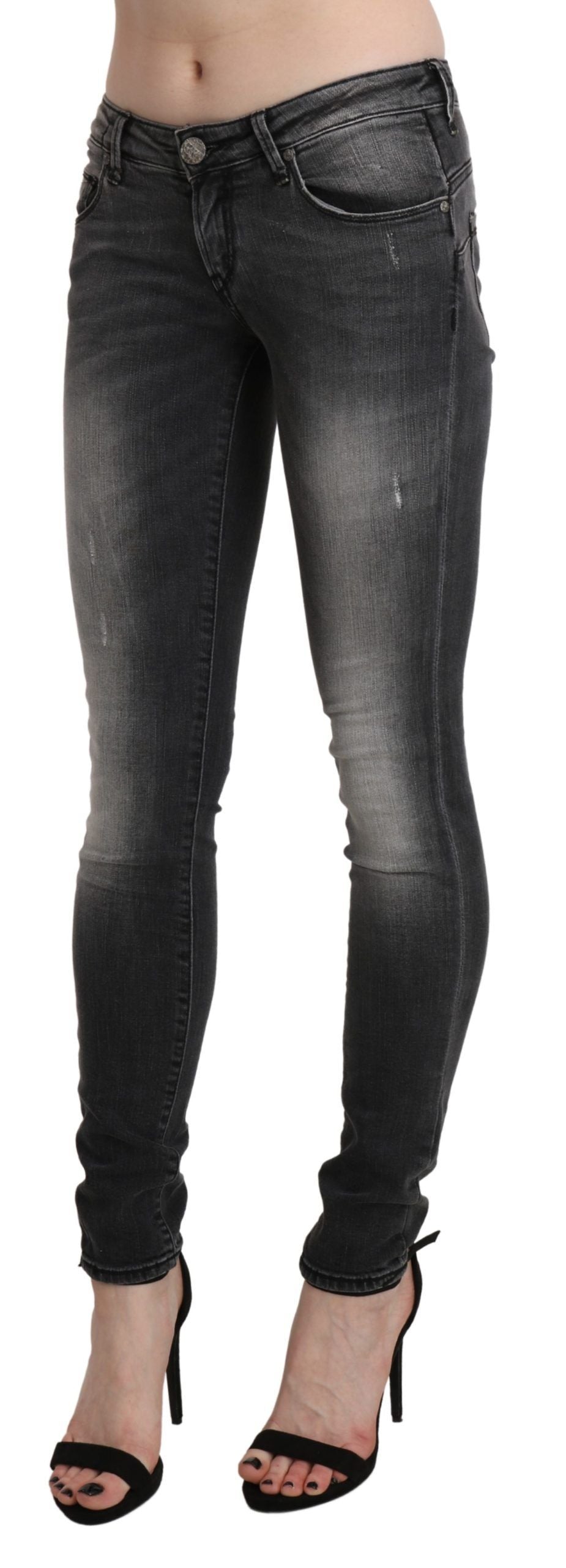 Eight pairs of washed black-grey cotton skinny jeans