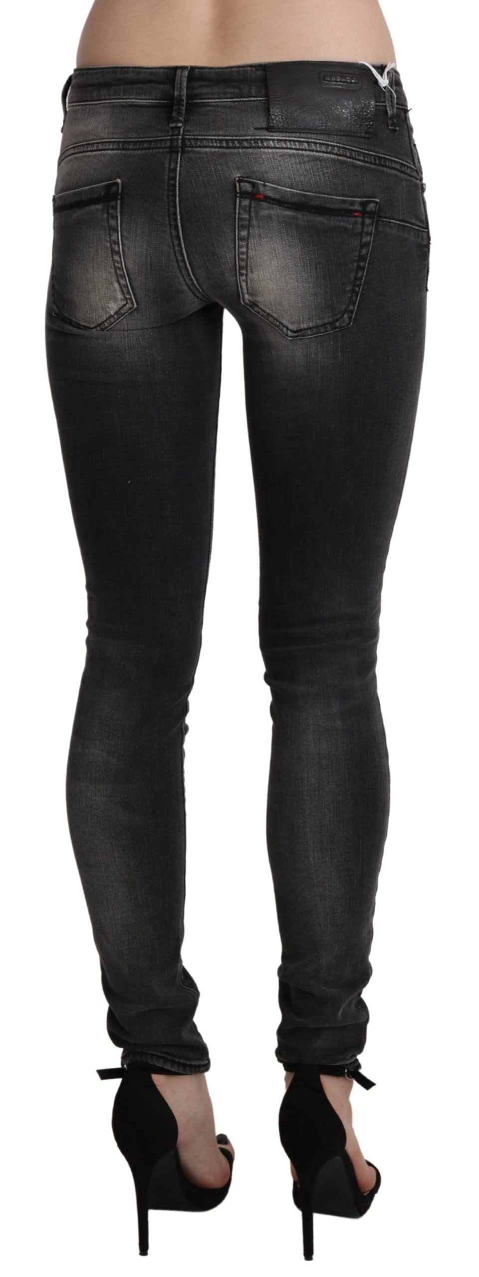 Eight pairs of washed black-grey cotton skinny jeans