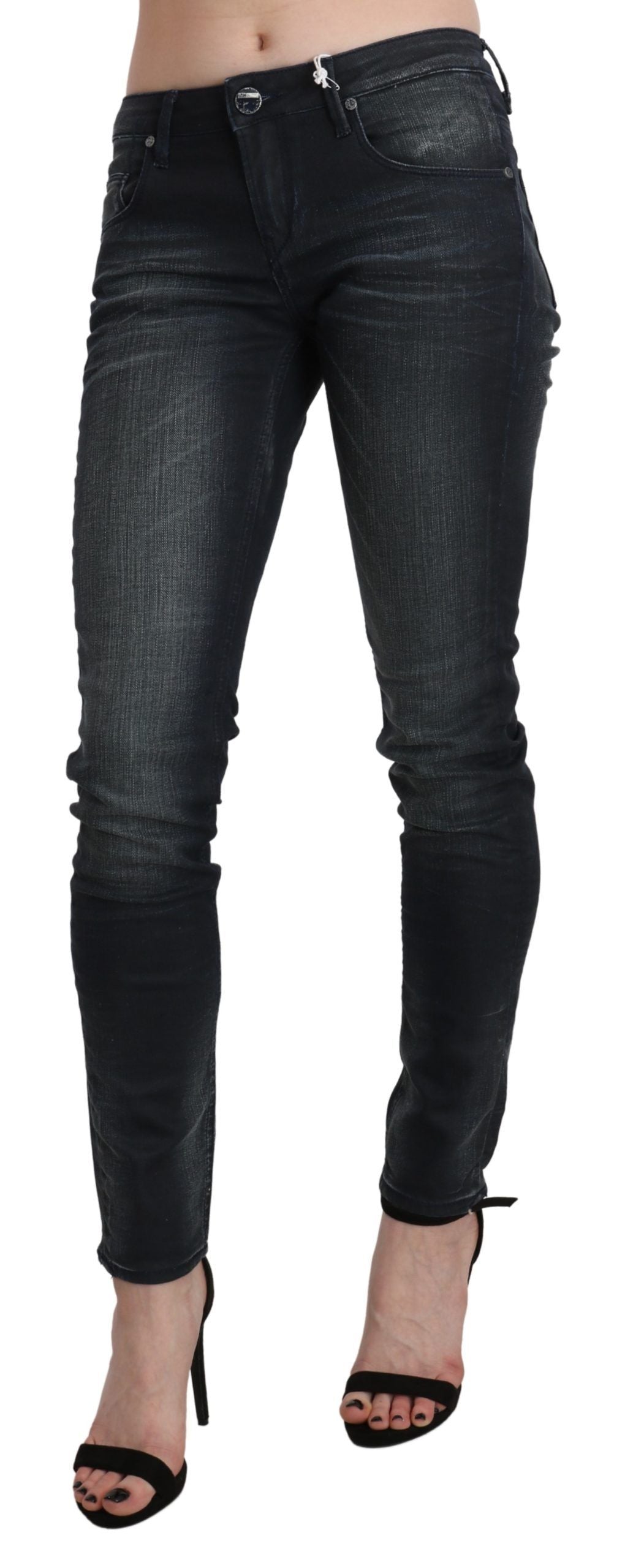 Eight Black Washed Low-Rise Denim Pants
