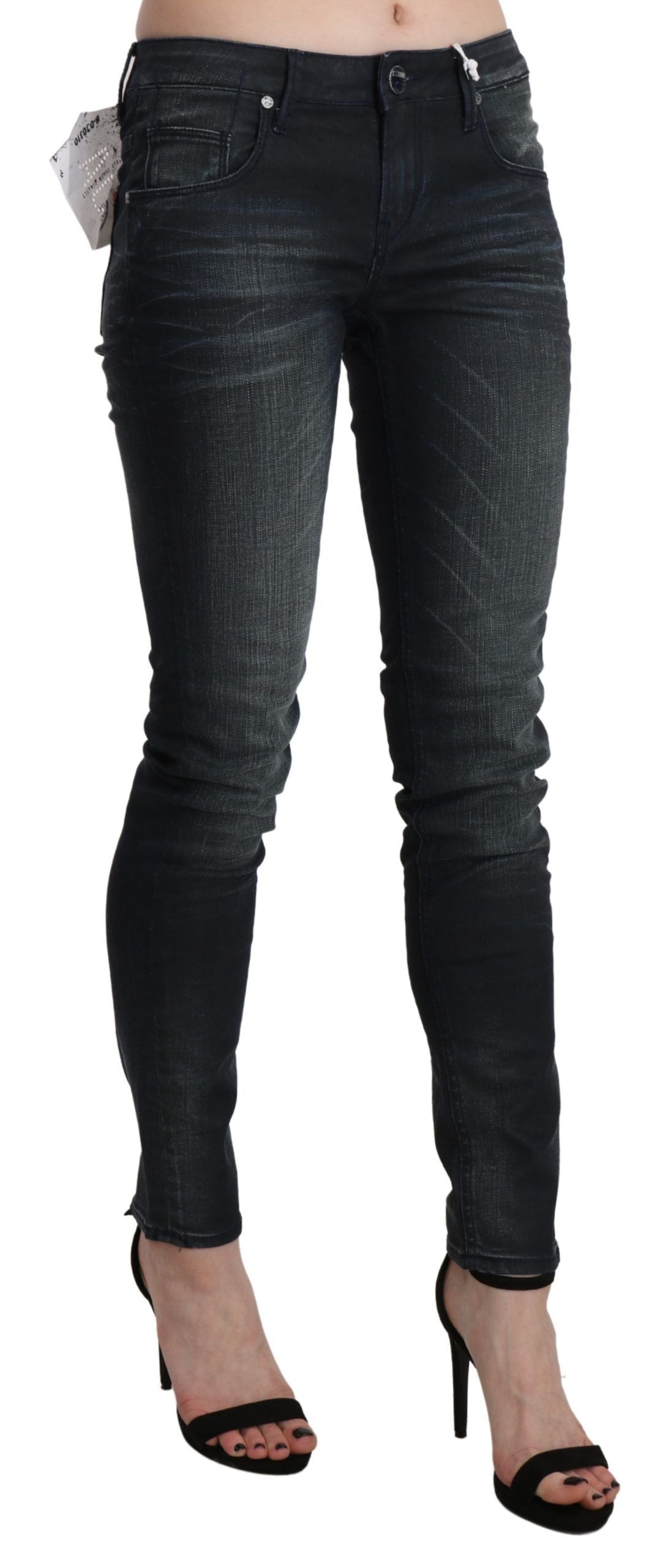 Eight Black Washed Low-Rise Denim Pants