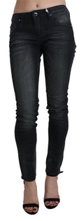 Eight blue washed low-rise skinny denim jeans
