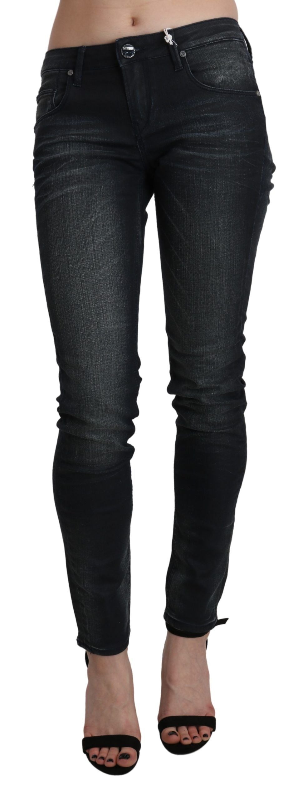 Eight blue washed low-rise skinny denim jeans