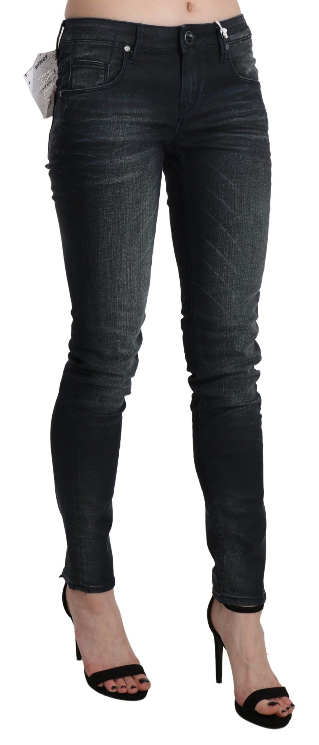 Eight blue washed low-rise skinny denim jeans