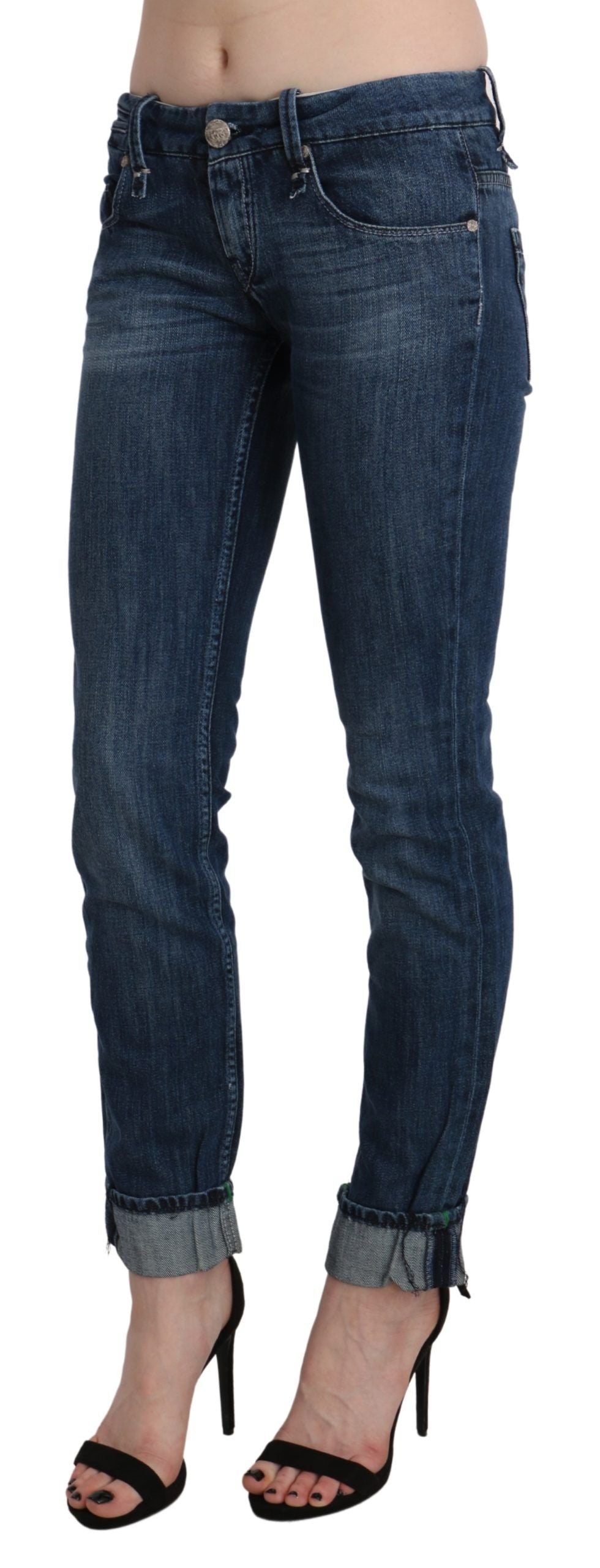 Eight blue washed low-rise skinny denim jeans