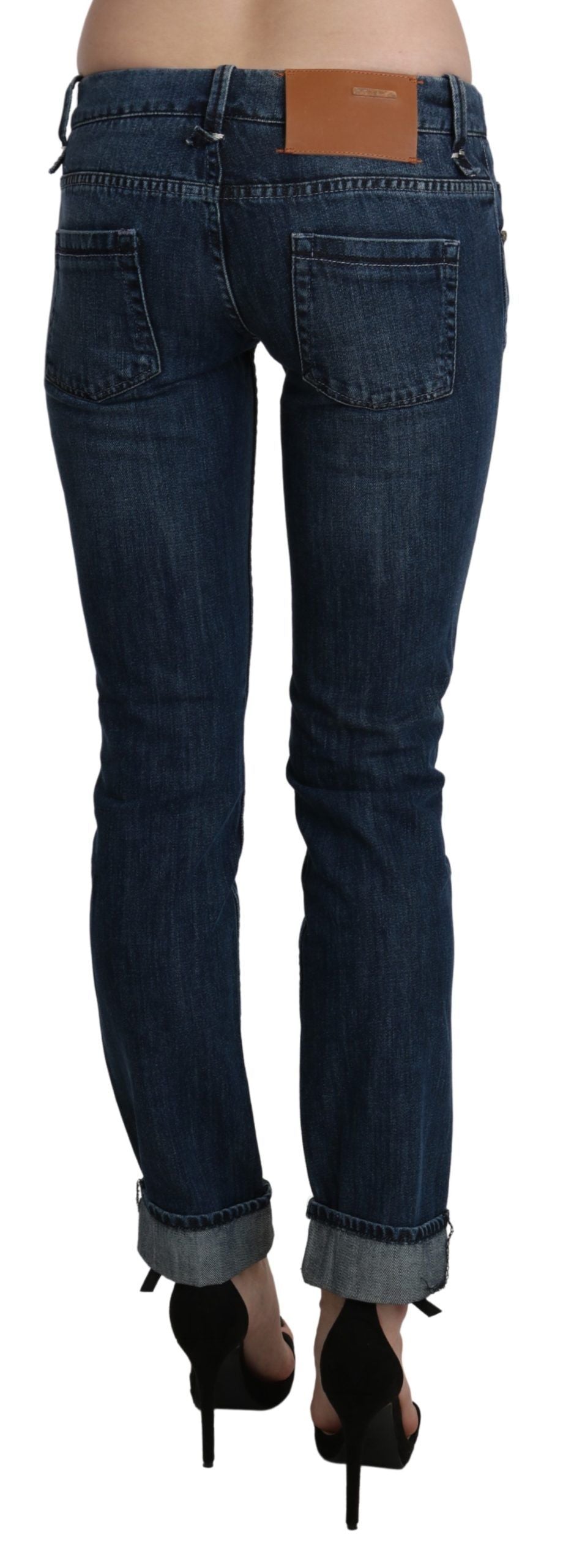 Eight blue washed low-rise skinny denim jeans