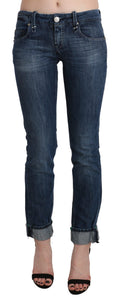 Eight blue washed low-rise skinny denim jeans