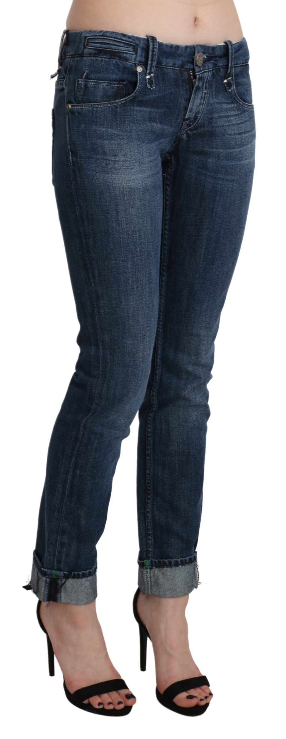 Eight blue washed low-rise skinny denim jeans