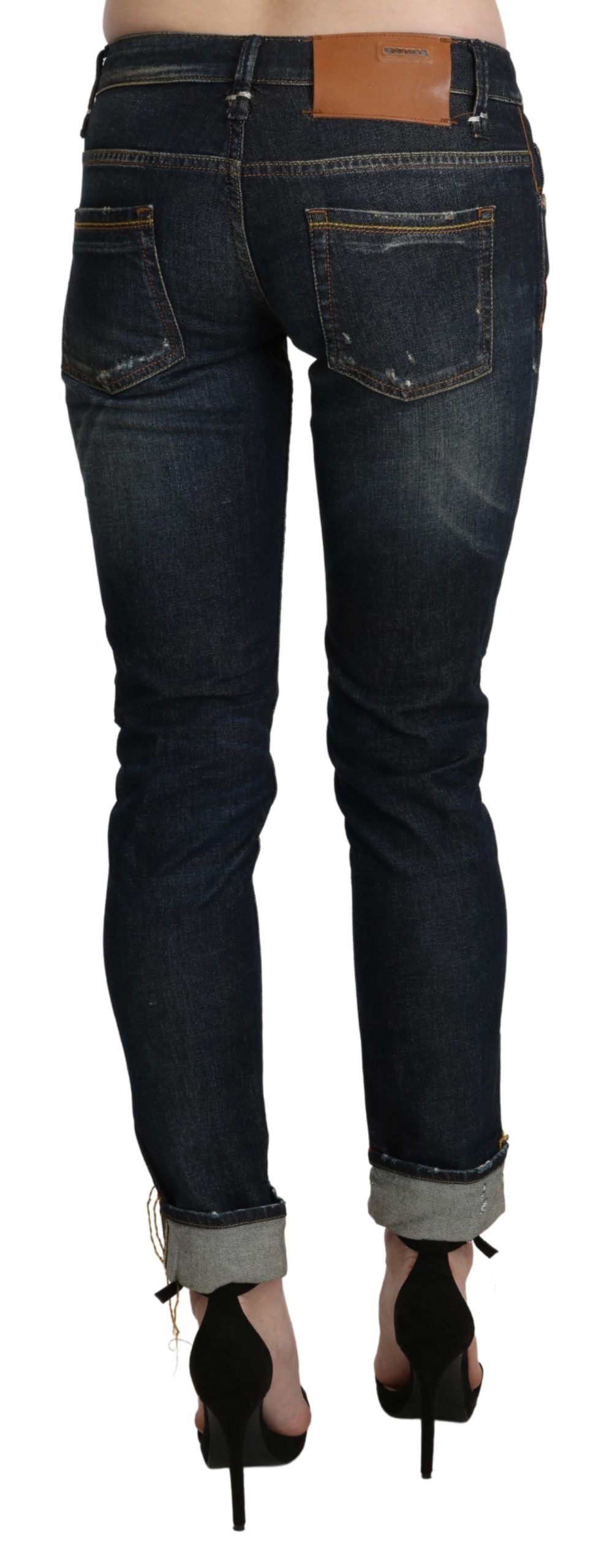 Eight blue washed low-rise skinny denim jeans