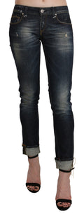 Eight blue washed low-rise skinny denim jeans