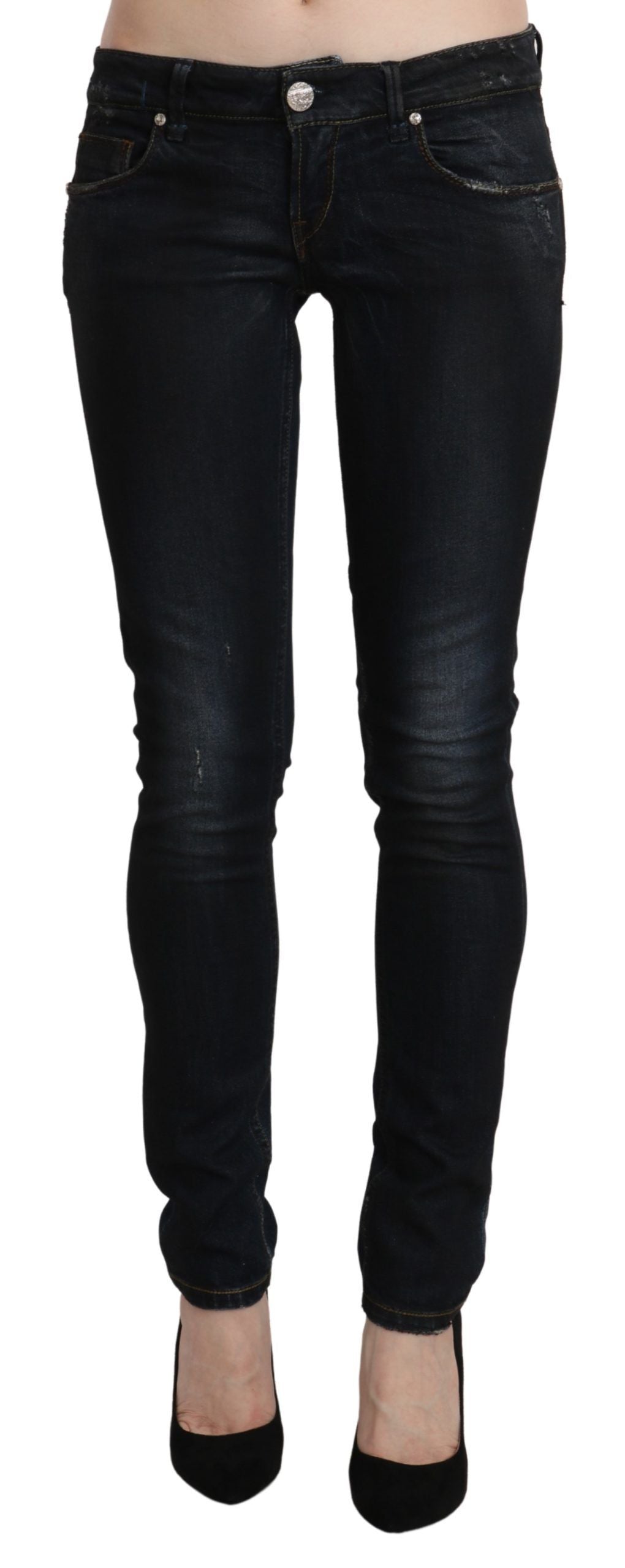 Acht Blaue gewaschene Denim-Hose mit niedriger Taille
