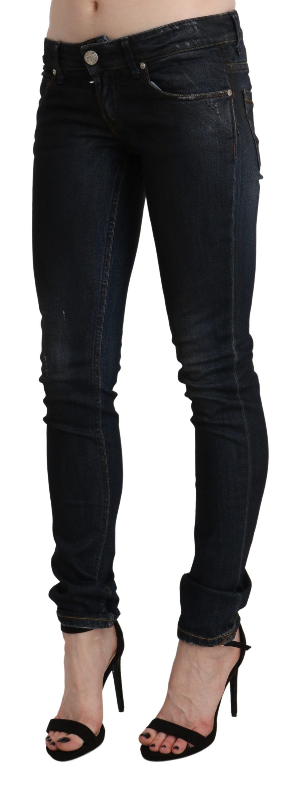 Eight Black Washed Low-Rise Skinny Denim Jeans