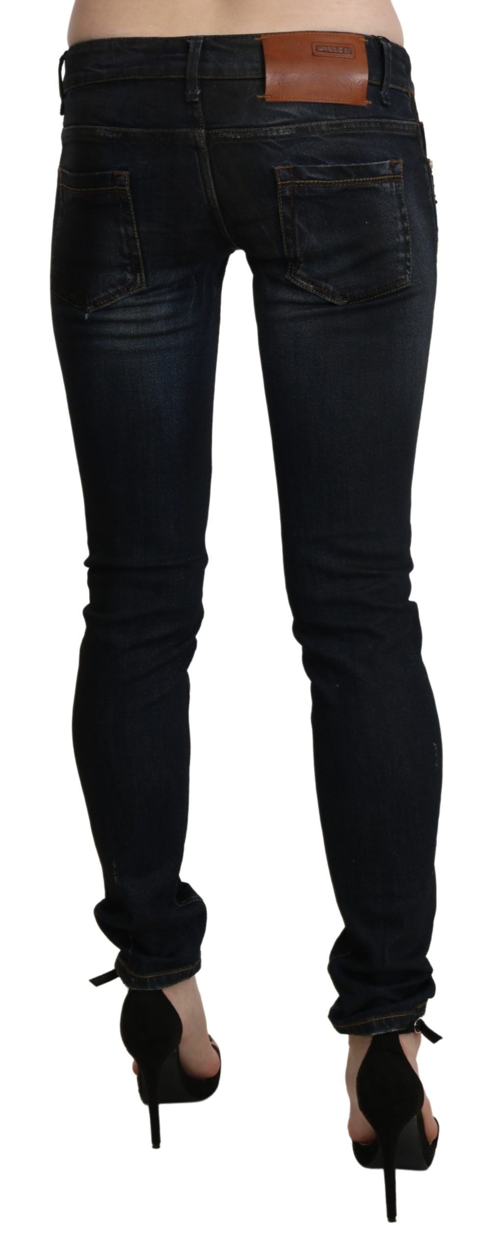 Eight Black Washed Low-Rise Skinny Denim Jeans