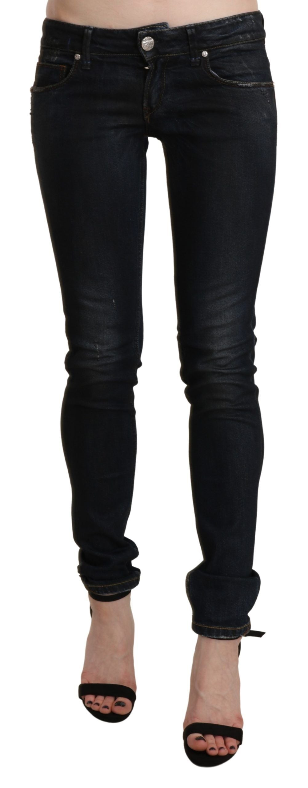 Eight Black Washed Low-Rise Skinny Denim Jeans
