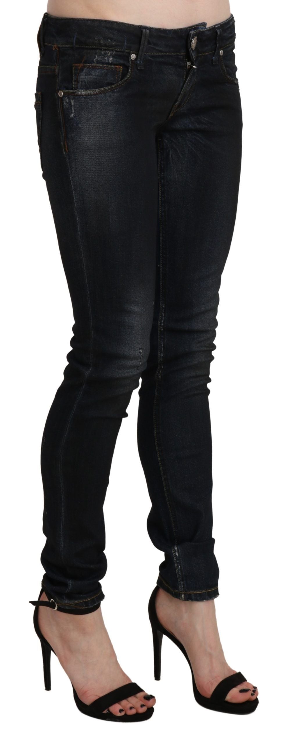 Eight Black Washed Low-Rise Skinny Denim Jeans