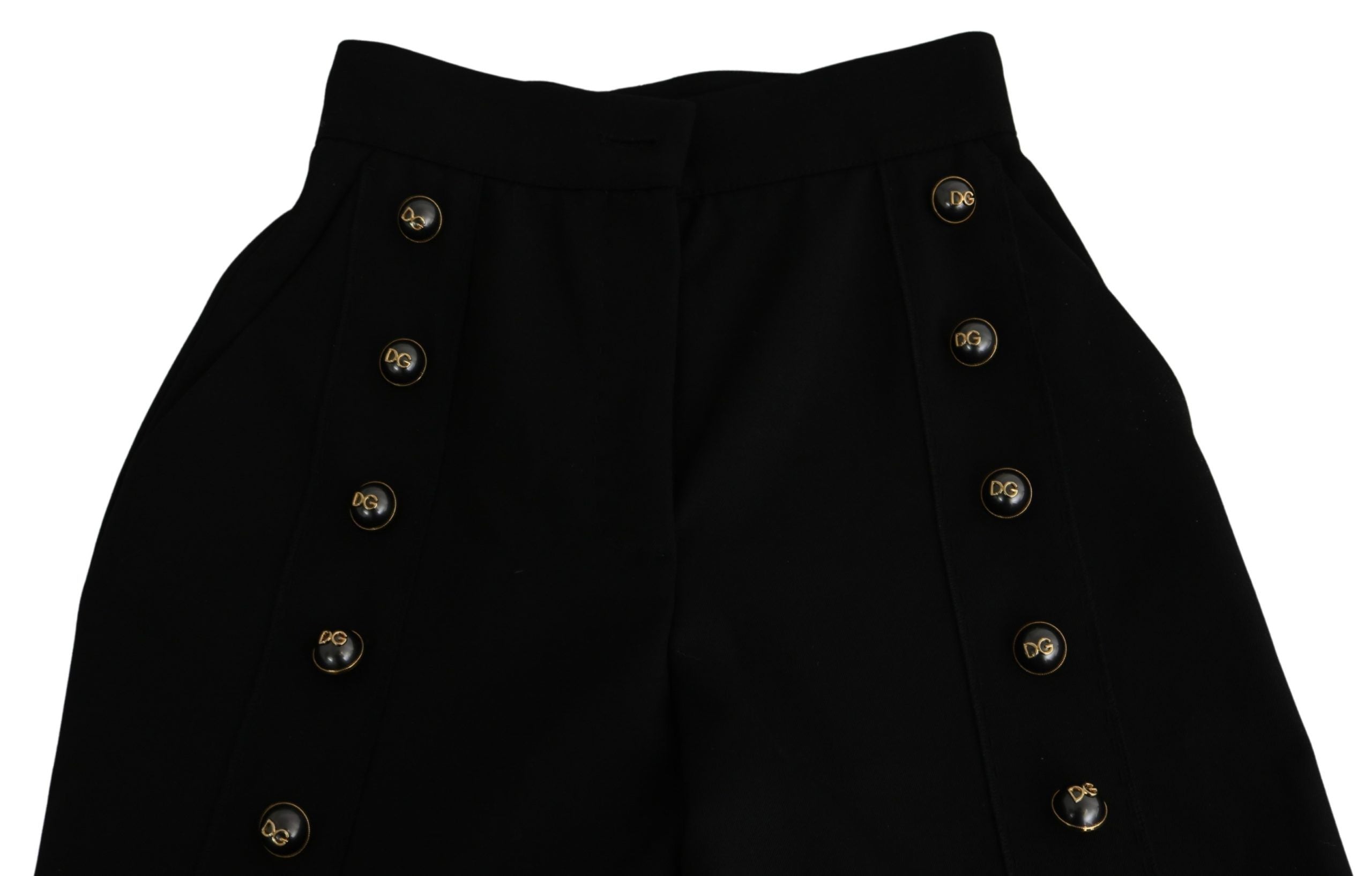 Dolce & Gabbana Black Wide-Leg Cropped Wool Trousers