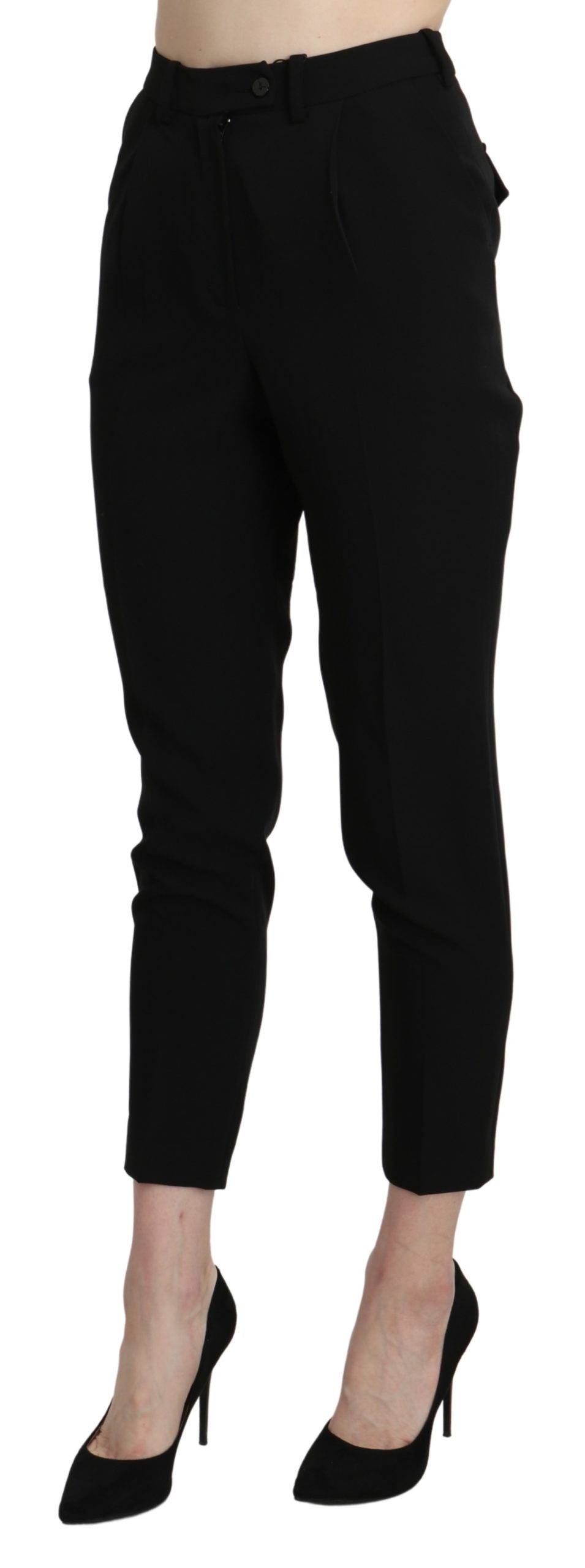 BENCIVENGA Black High Waist Skinny Cropped Dress Trousers