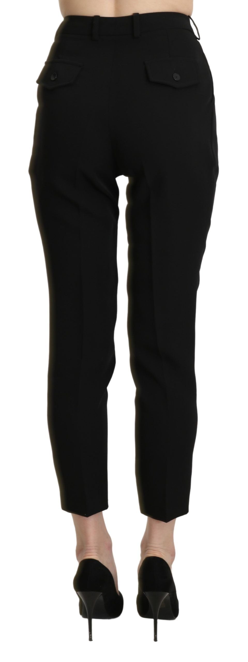 BENCIVENGA Black High Waist Skinny Cropped Dress Trousers