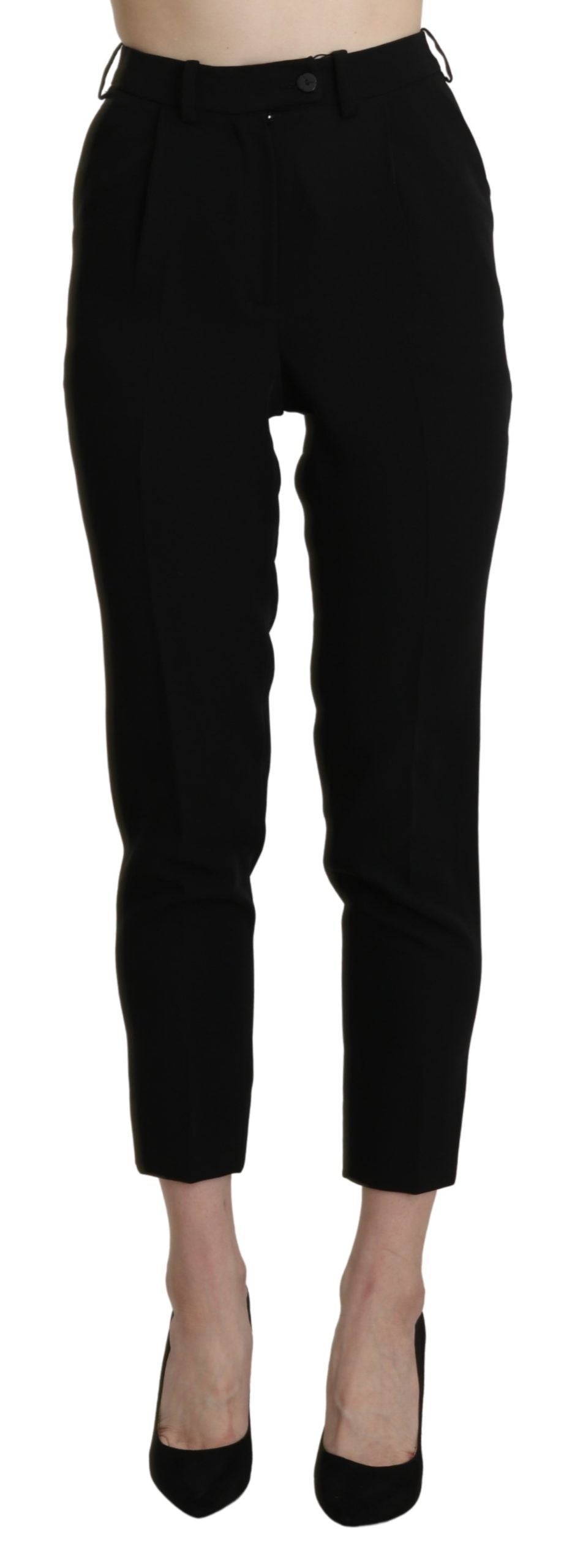 BENCIVENGA Black High Waist Skinny Cropped Dress Trousers