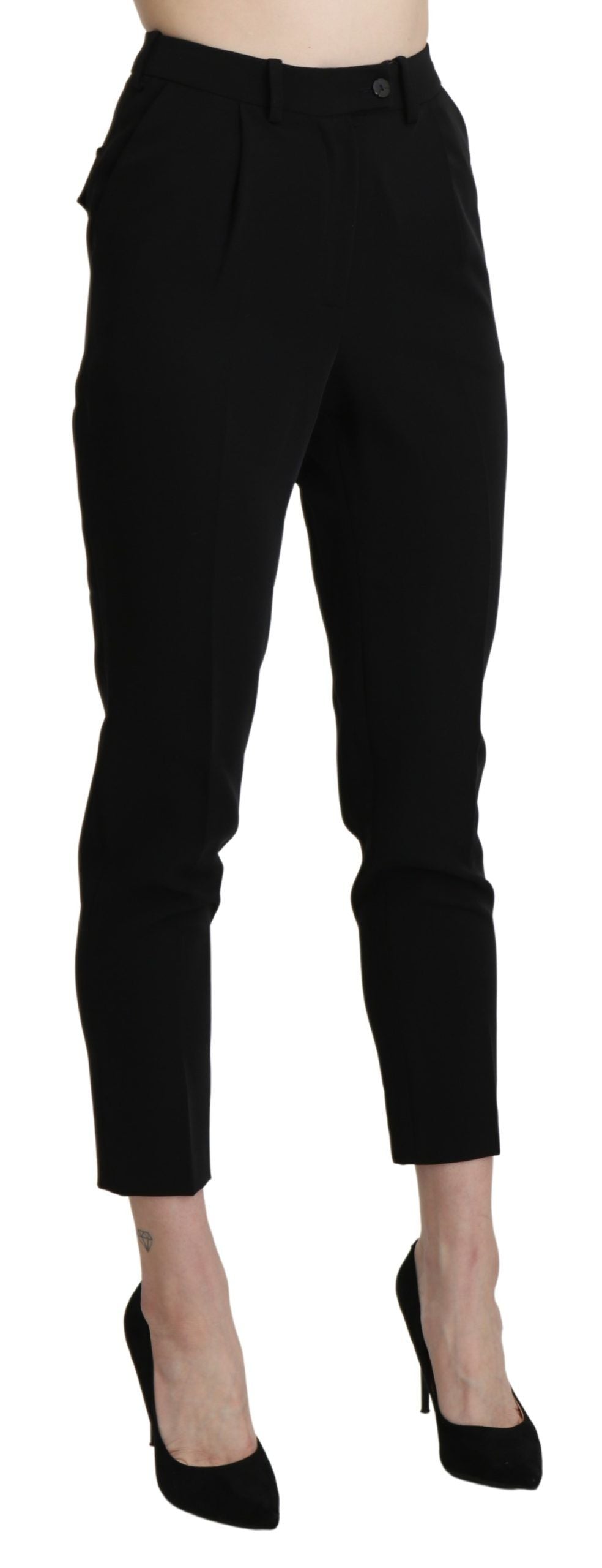 BENCIVENGA Black High Waist Skinny Cropped Dress Trousers