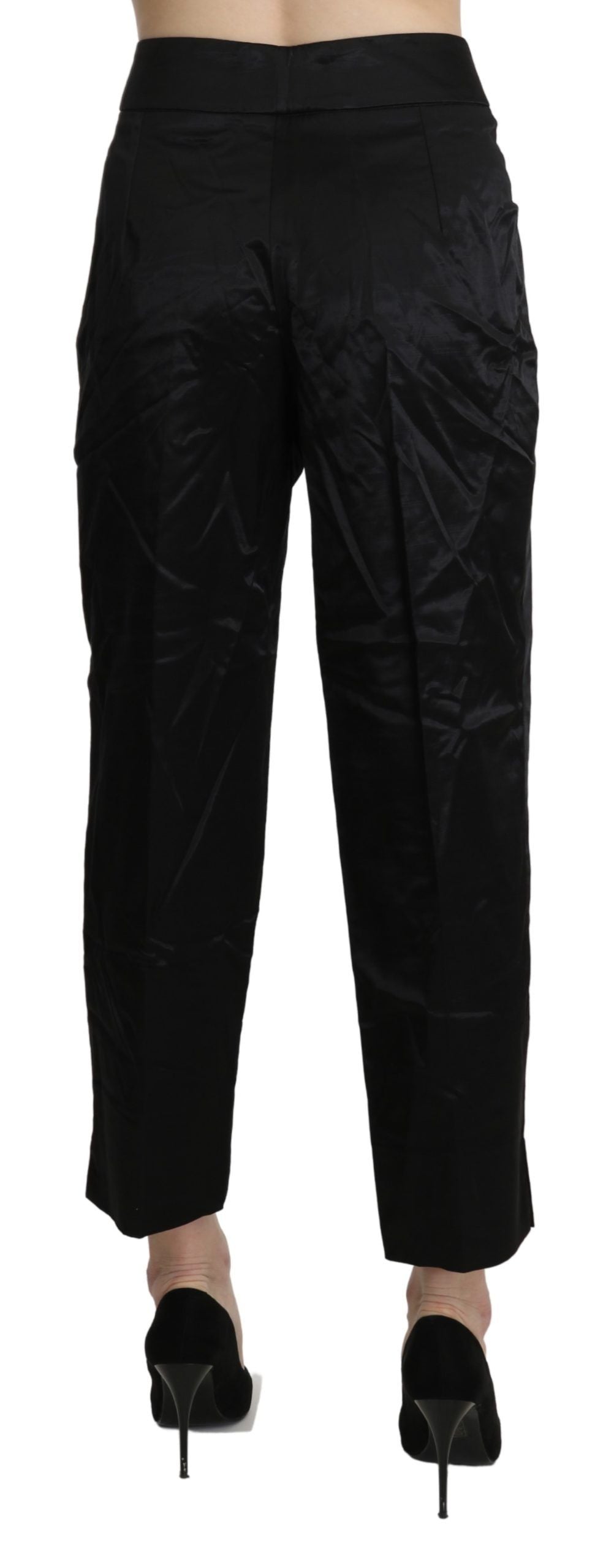 BENCIVENGA Black High Waist Straight Cropped Dress Pants