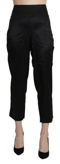 BENCIVENGA Black High Waist Straight Cropped Dress Pants