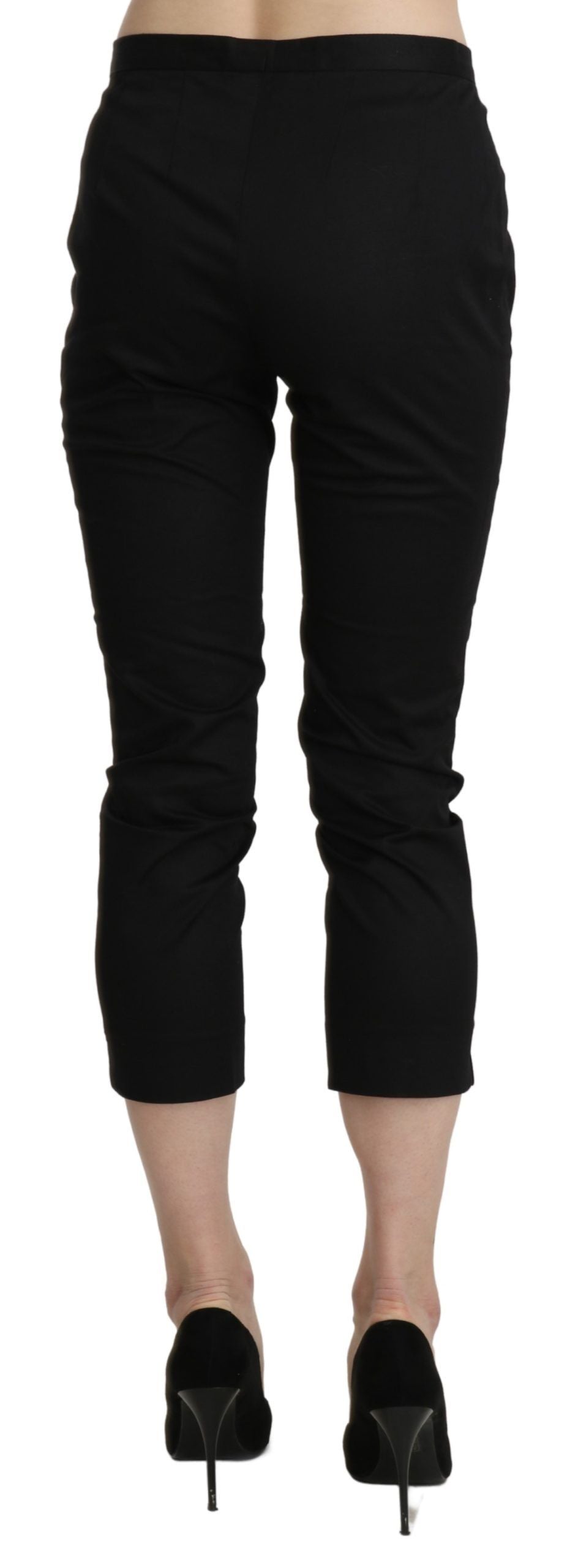 BENCIVENGA Black High Waist Skinny Cropped Dress Pants Trousers