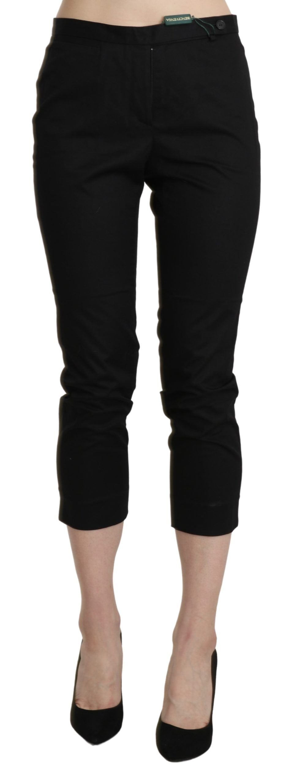 BENCIVENGA Black High Waist Skinny Cropped Dress Pants Trousers