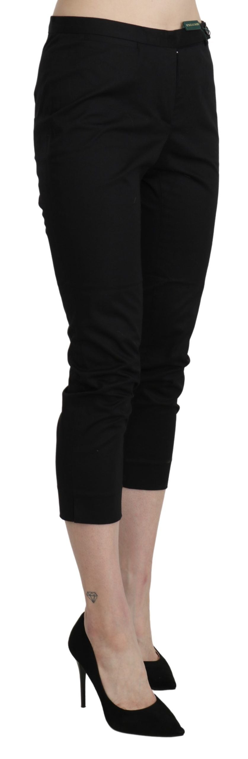 BENCIVENGA Black High Waist Skinny Cropped Dress Pants Trousers